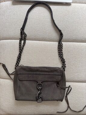 Rebecca Minkoff Gray Suede Shoulder Bag with Chain Strap